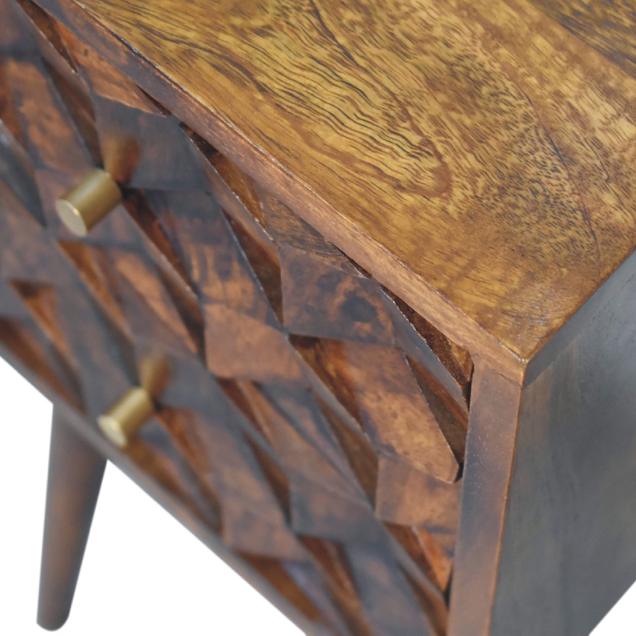 Bedside with 2 Drawers and Tapered Legs
