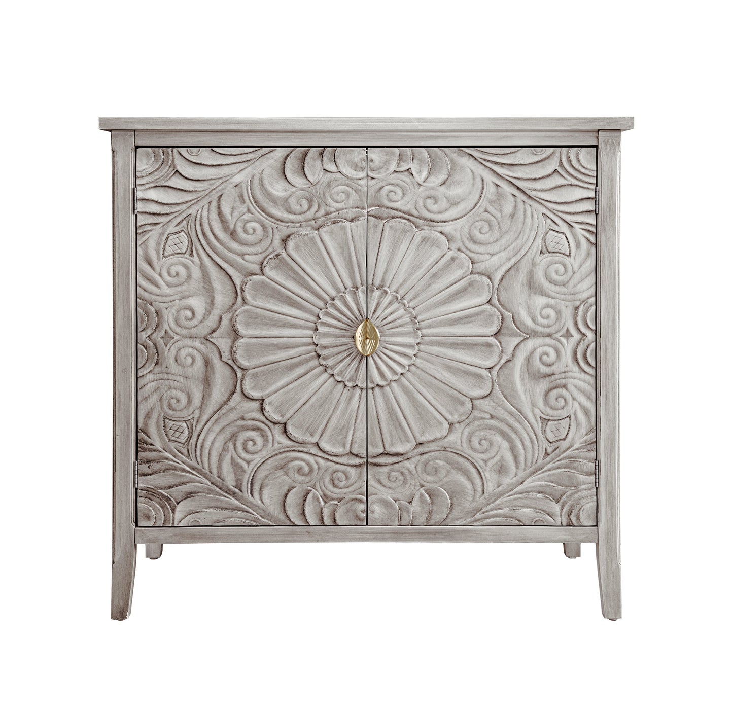 Accent Cabinet with 2 Doors and Gold Pattern Handle