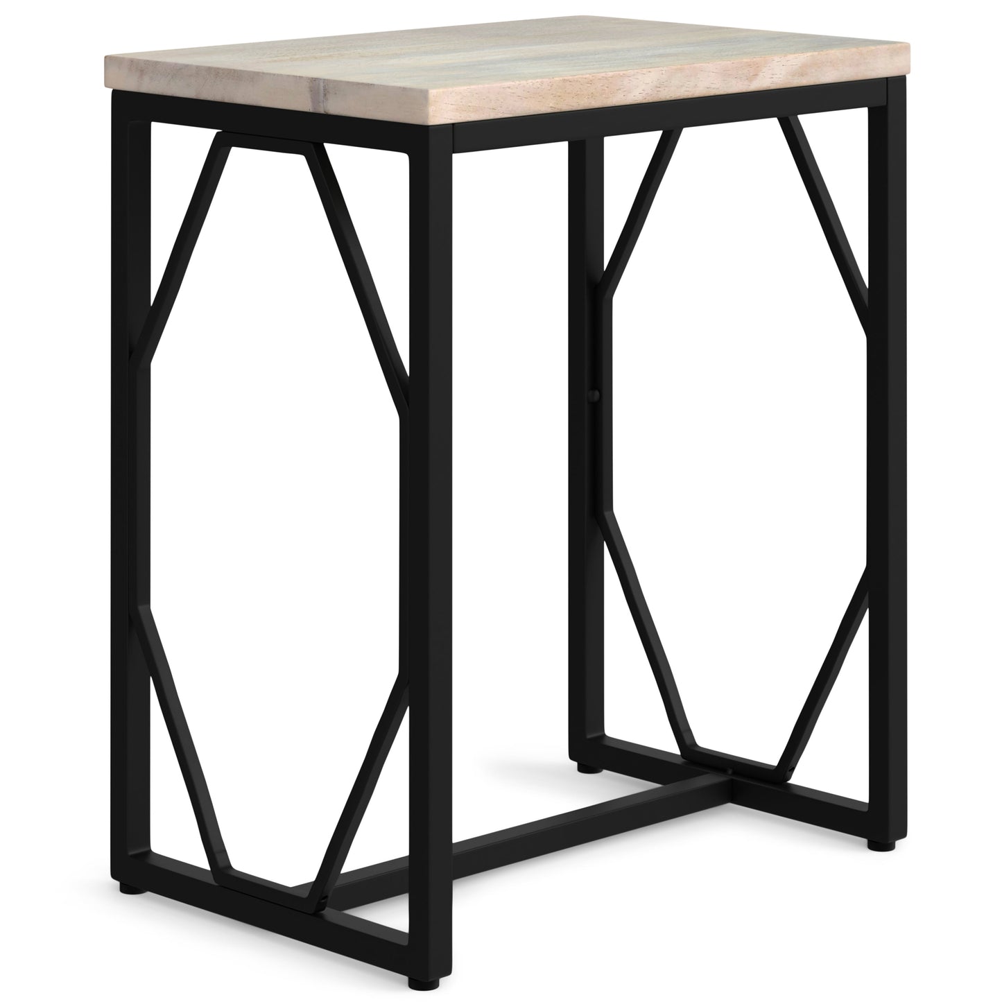 Peace Metal and Wood Accent Table with Diamond-Shaped Design