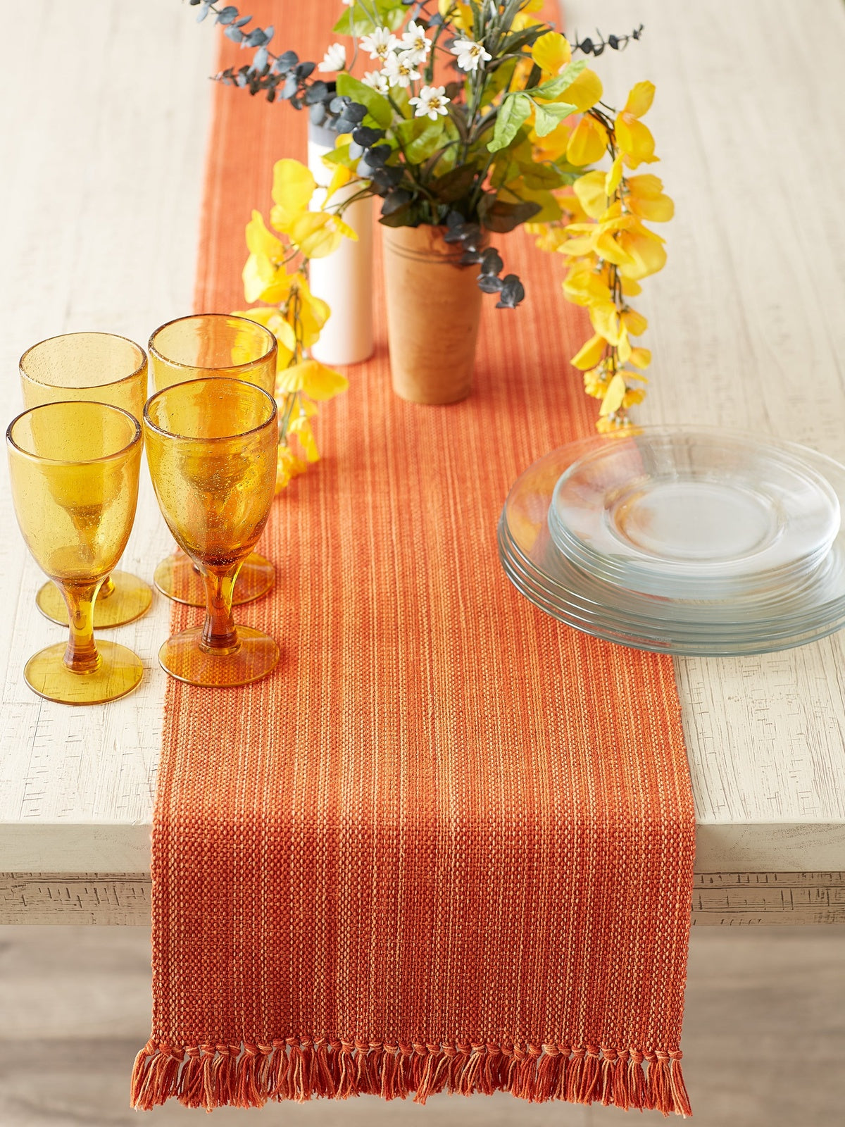 Spice Variegated Fringe Table Runner 13X72