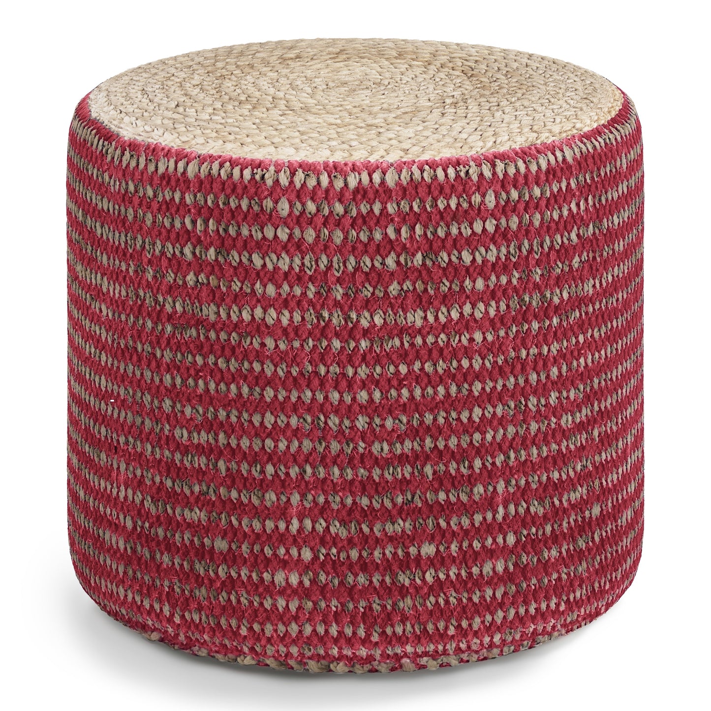 Multi-functional Handcrafted Round Pouf with Hand Braided Jute