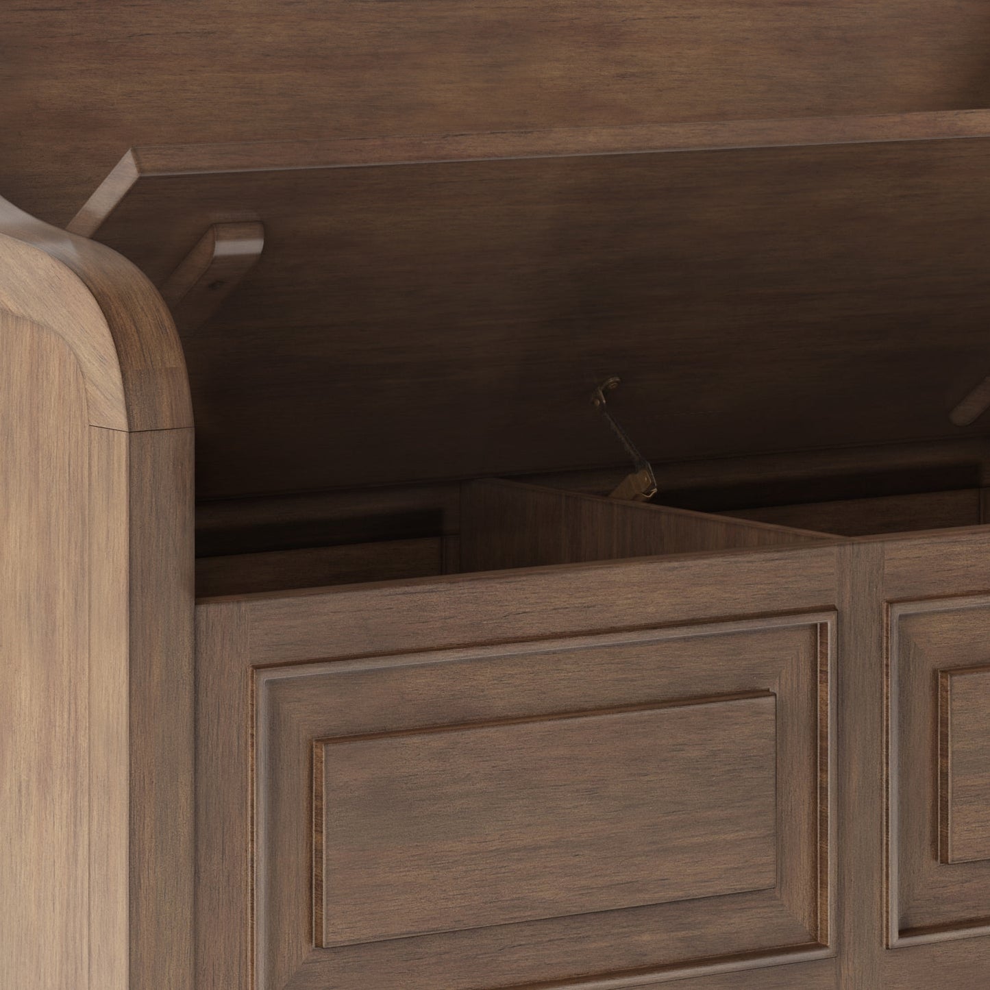 Lucidity Storage Bench with Lift-up Lids and Raised Panels