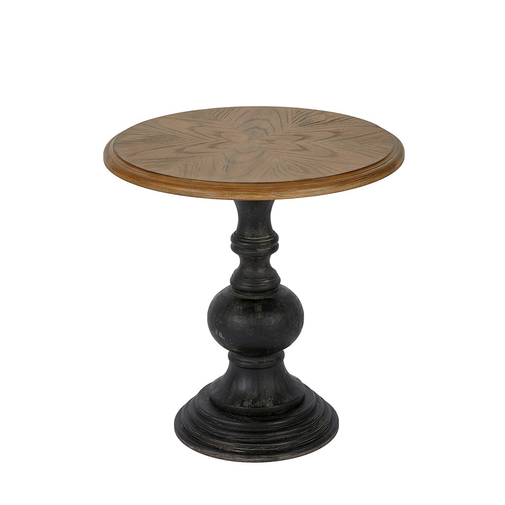 Round Accent Table with Pedestal Wood Base