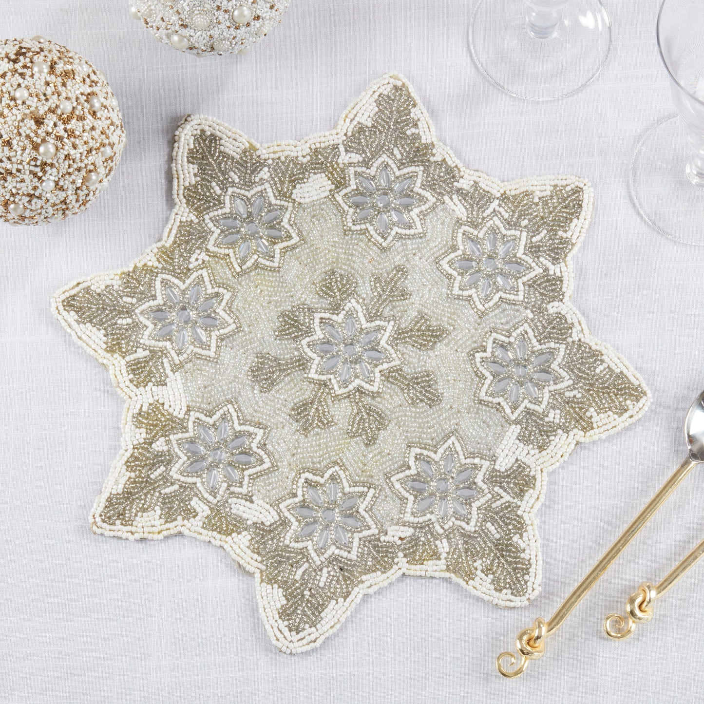 Beaded Snowflake Placemats, Set of 4