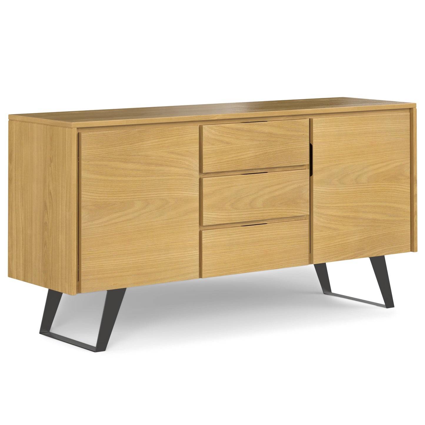 Peak 2-Door Buffet Cabinet with 3 Drawers and Metal Angled Legs