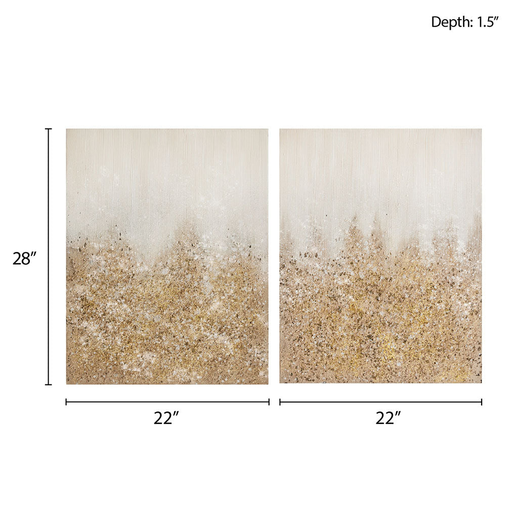 Cliffton 2-Piece Canvas Wall Art Set with Real Rock and Stone Embellishments