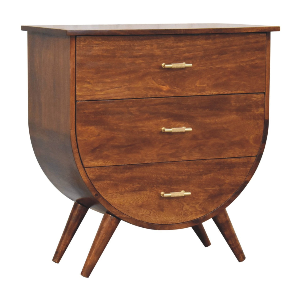 3-Drawer Nightstand with Tapered Legs