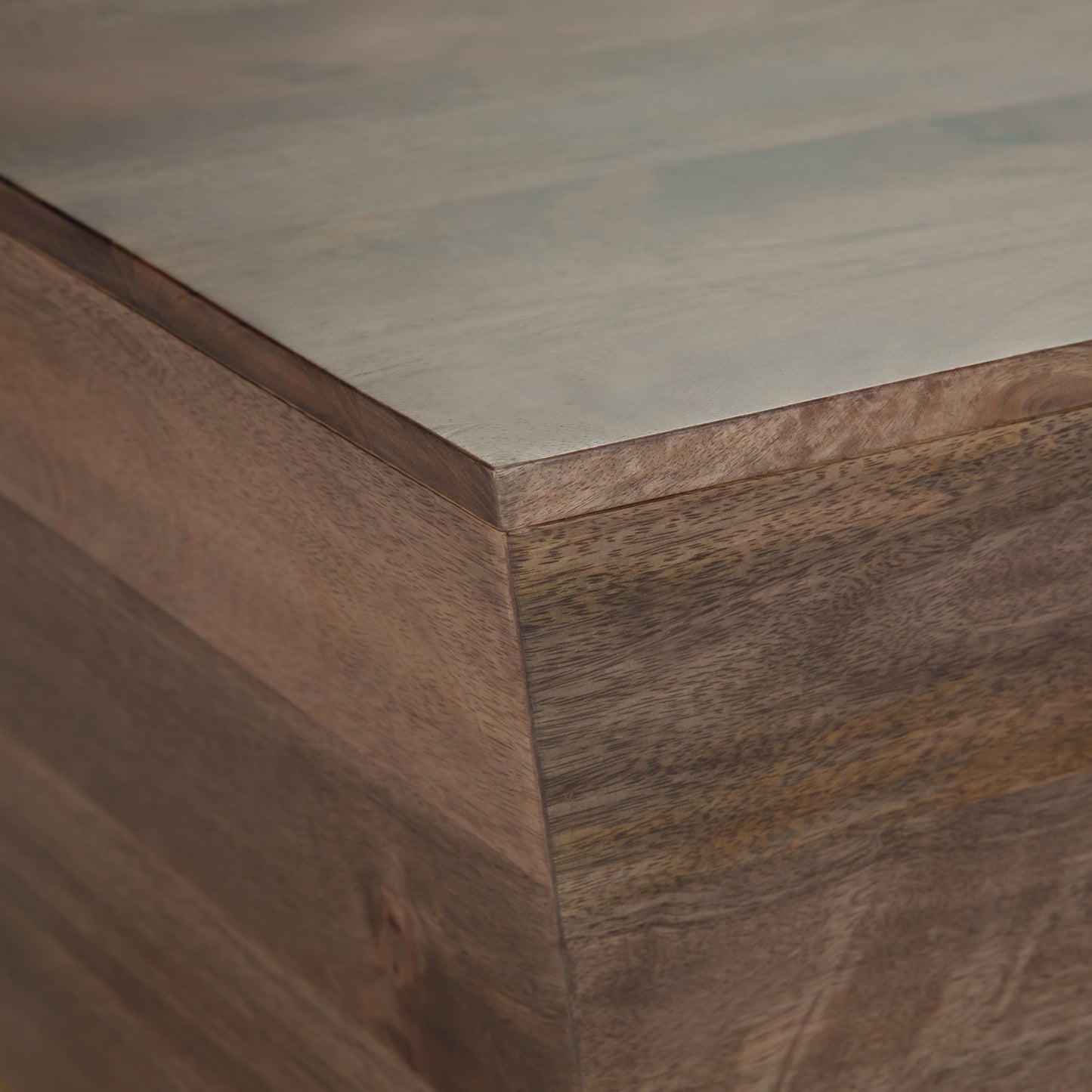 Ephemeral Square Coffee Table with Brass Accent Trim Base