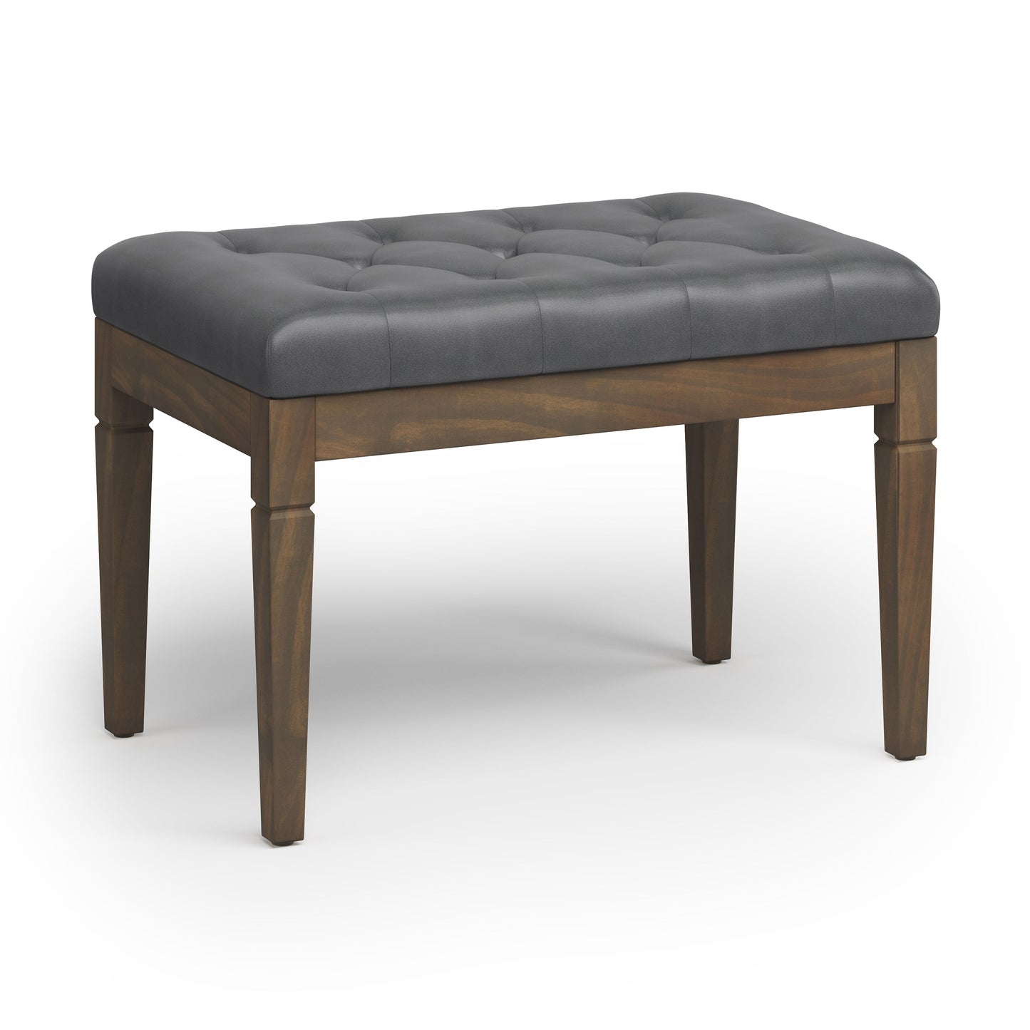 Flourishing Small Upholstered Tufted Ottoman Bench with Carved Legs
