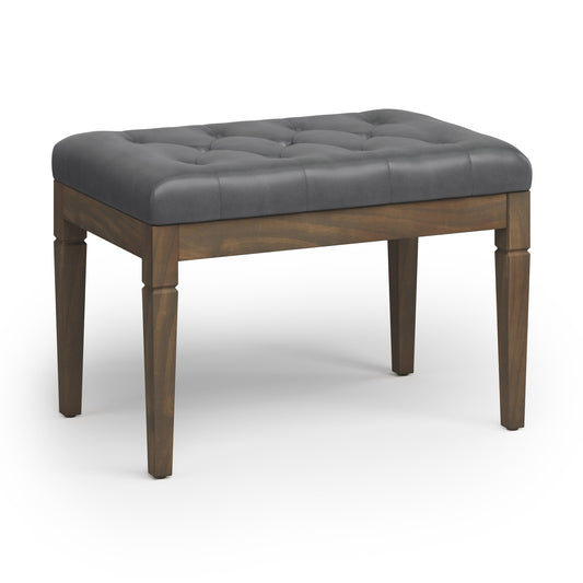 Flourishing Small Upholstered Tufted Ottoman Bench with Carved Legs