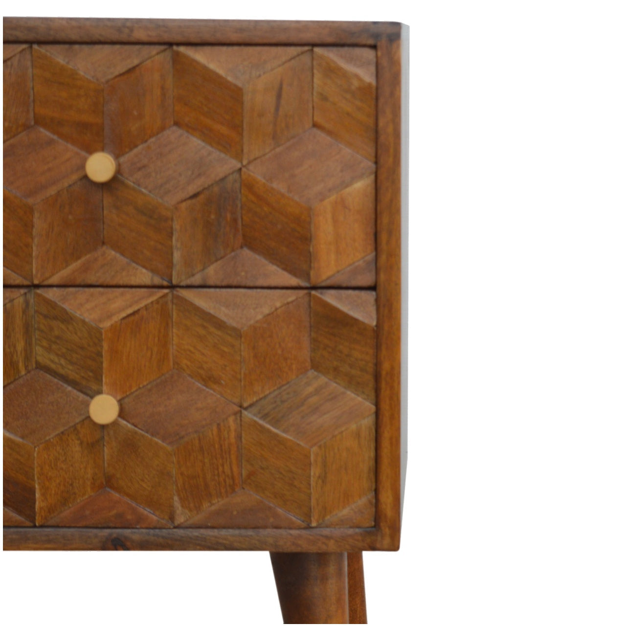 Cube Carved Bedside with 2 Drawers