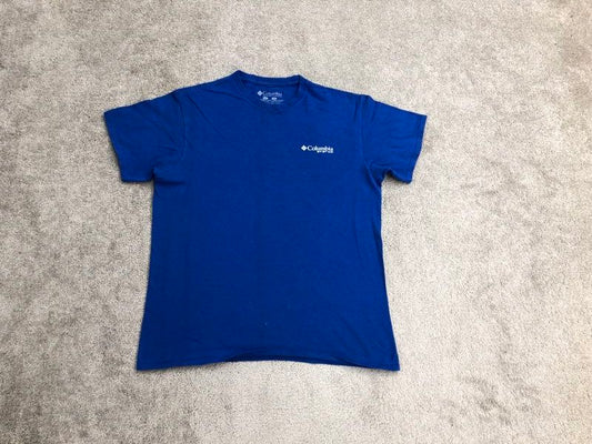 Columbia T Shirt Mens Medium Blue Crew Neck Graphic Tee Short Sleeve 100% Cotton
