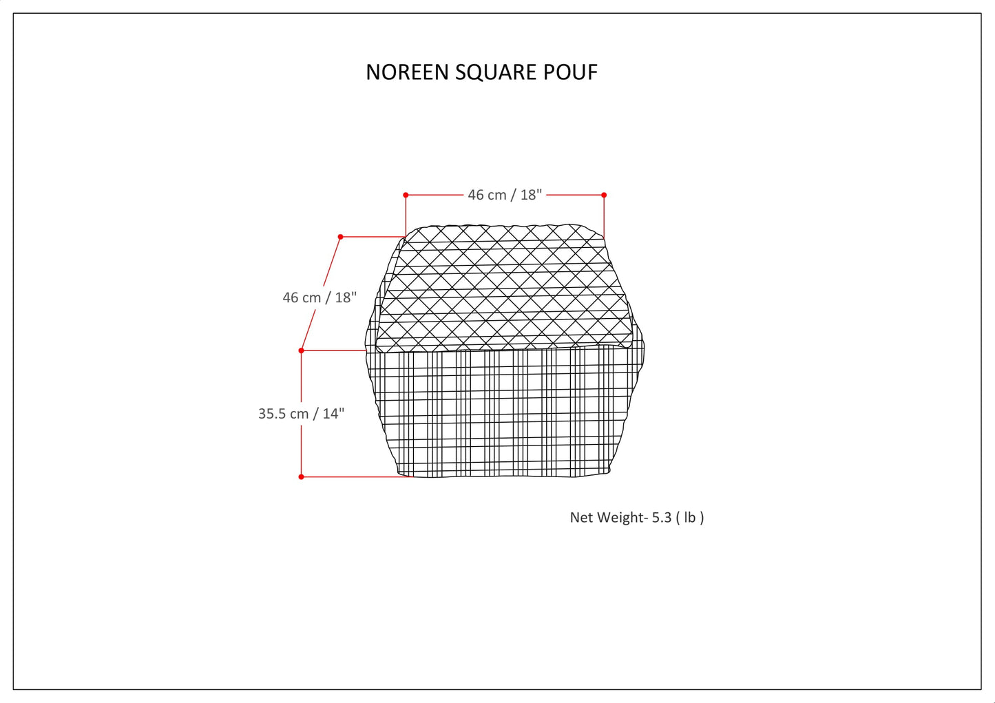 Starlight Handcrafted Cotton Square Pouf