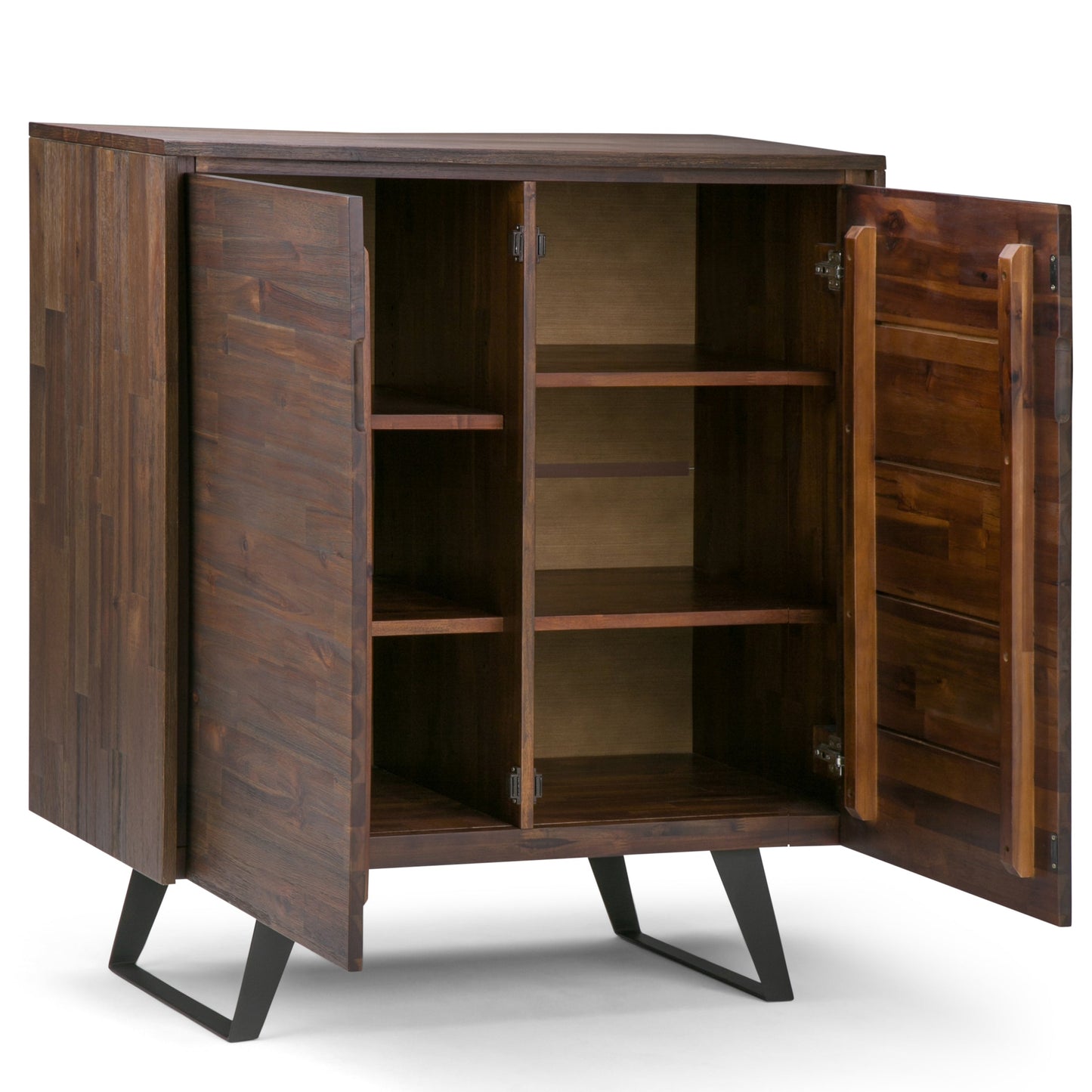 Passage 2-Door Storage Cabinet with 4 Adjustable Shelves and Metal Angled Legs
