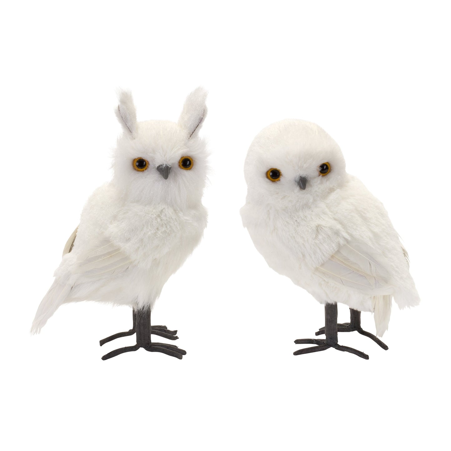 White Winter Owl Foam Decoration, Set of 4