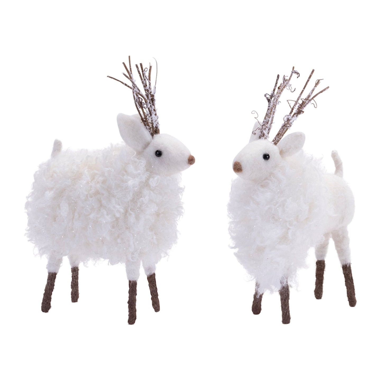 Fluffy Winter Deer Shelf Sitter, Set of 6