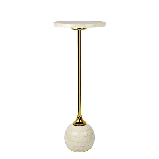 Evelyn Modern Glam Metal/Resin Mosaic Pedestal Drink Table