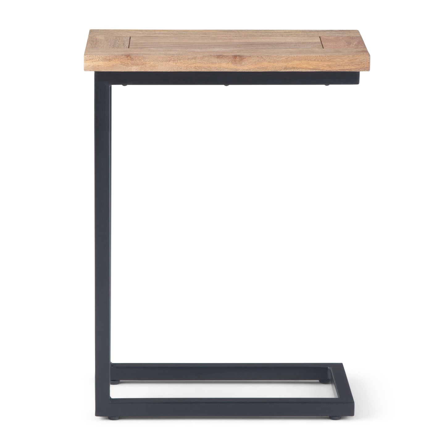 Haloed Side Table with C-Shaped Design and Metal Frame