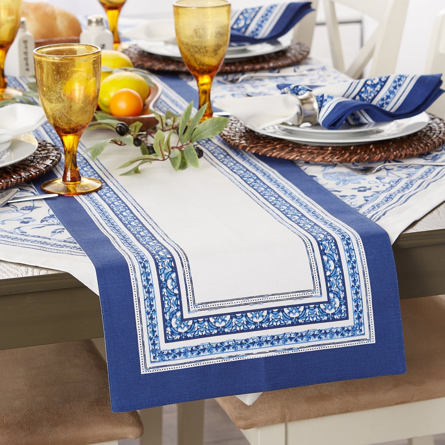 Porto Stripe Print Table Runner 14X72