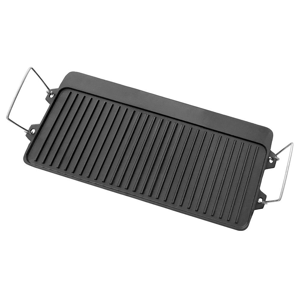 Wildtrak Reversible Cast Iron 52cm BBQ Griddle Plate for 3-Burner Stove (Black)