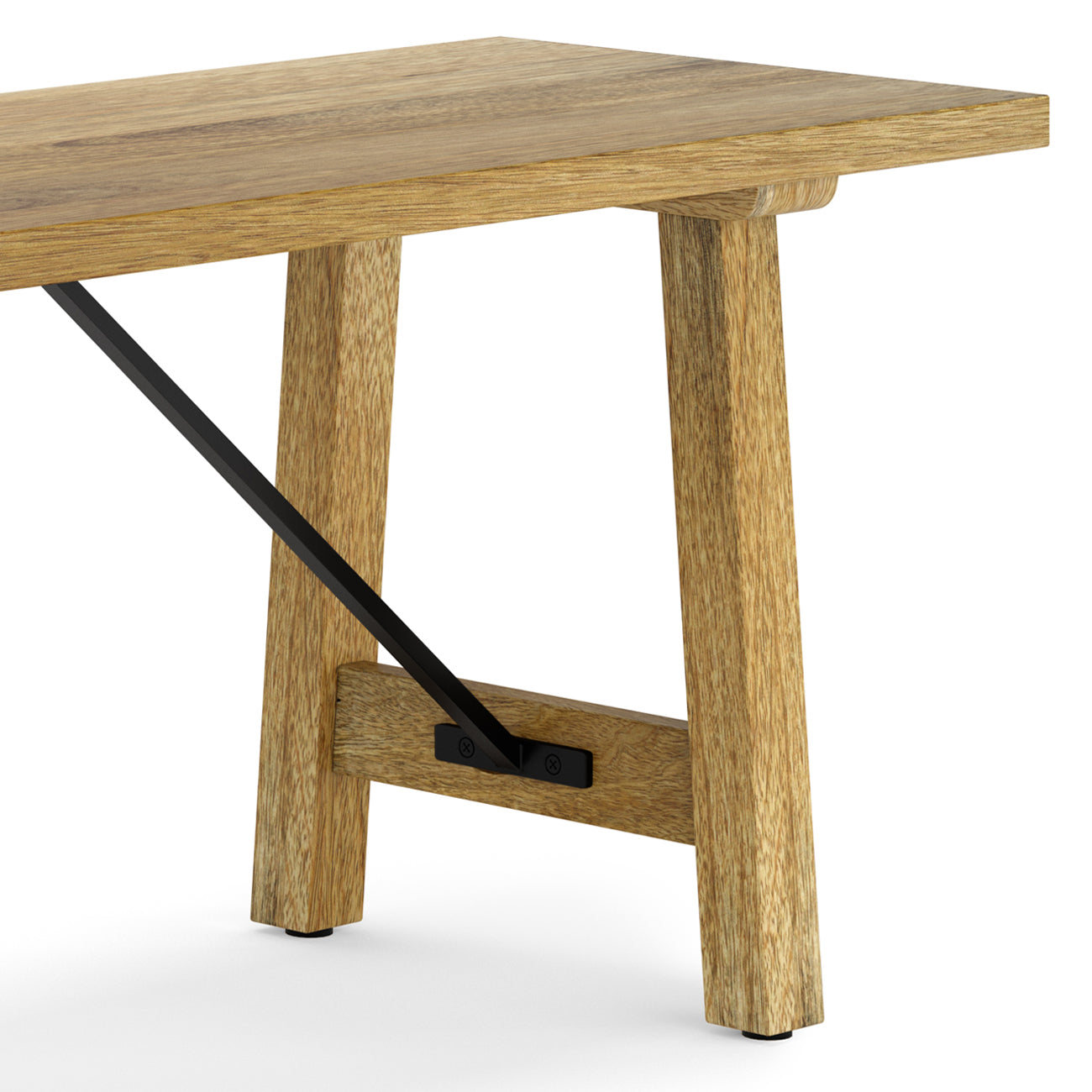 Wooden Bench with Metal Trestle Style Support