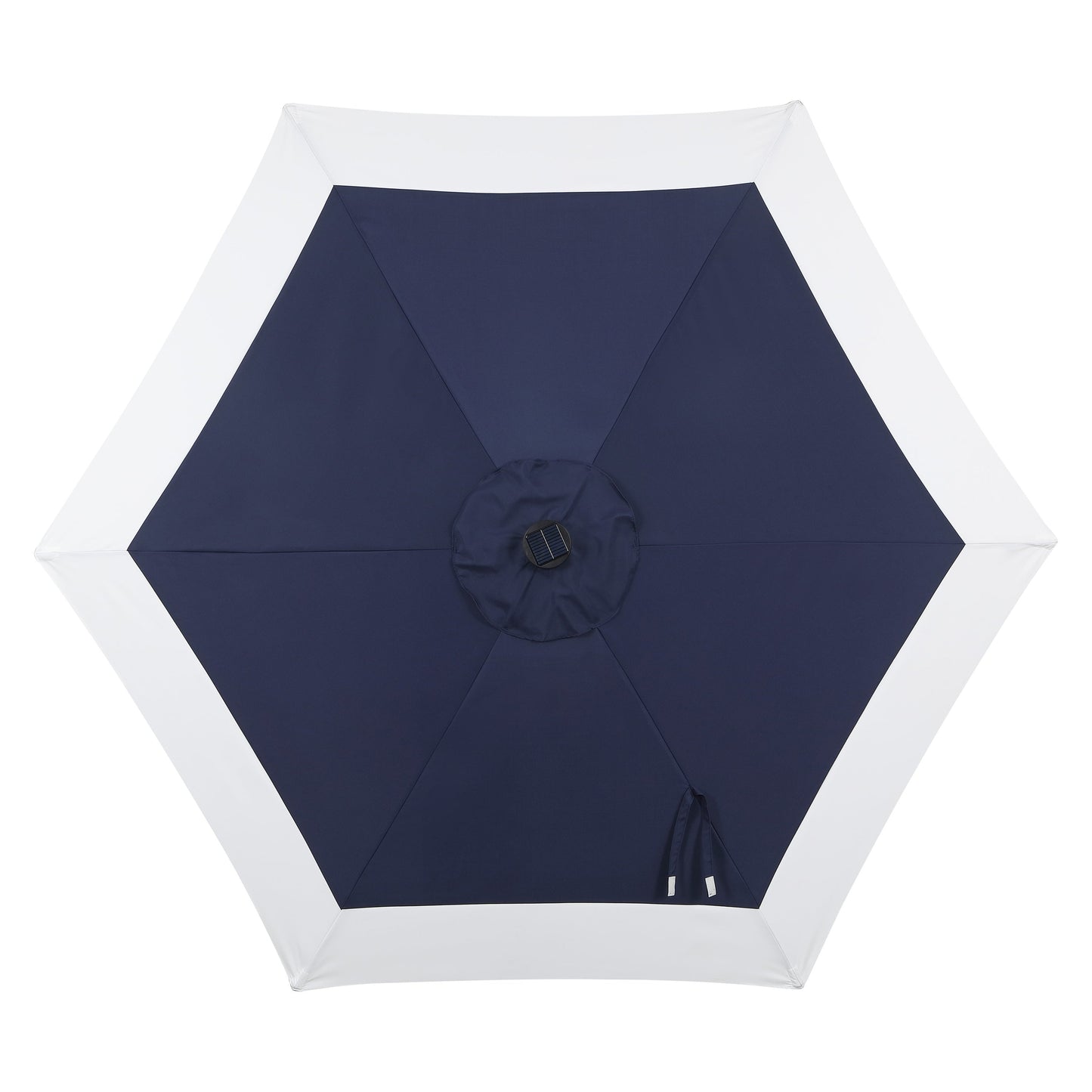 Spencer Classic Coastal 2-Tone Solar LED Market Patio Umbrella with 12 LED Strip Lights