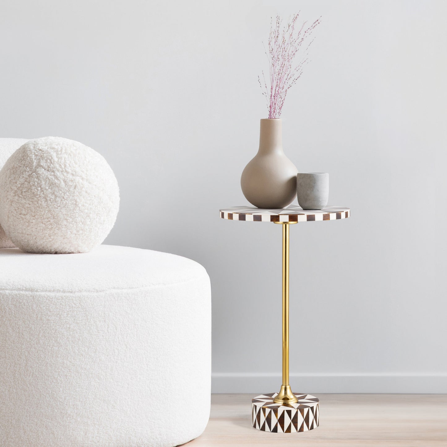 Calix Contemporary Minimalist Metal/Resin Round End Table