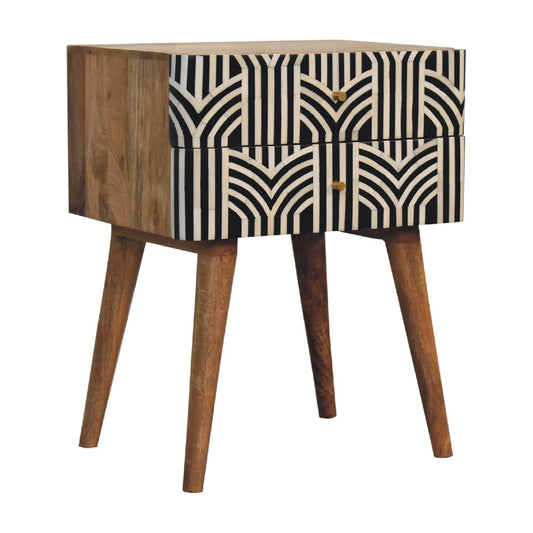 Blossom Bone Inlay Bedside with 2 Drawers