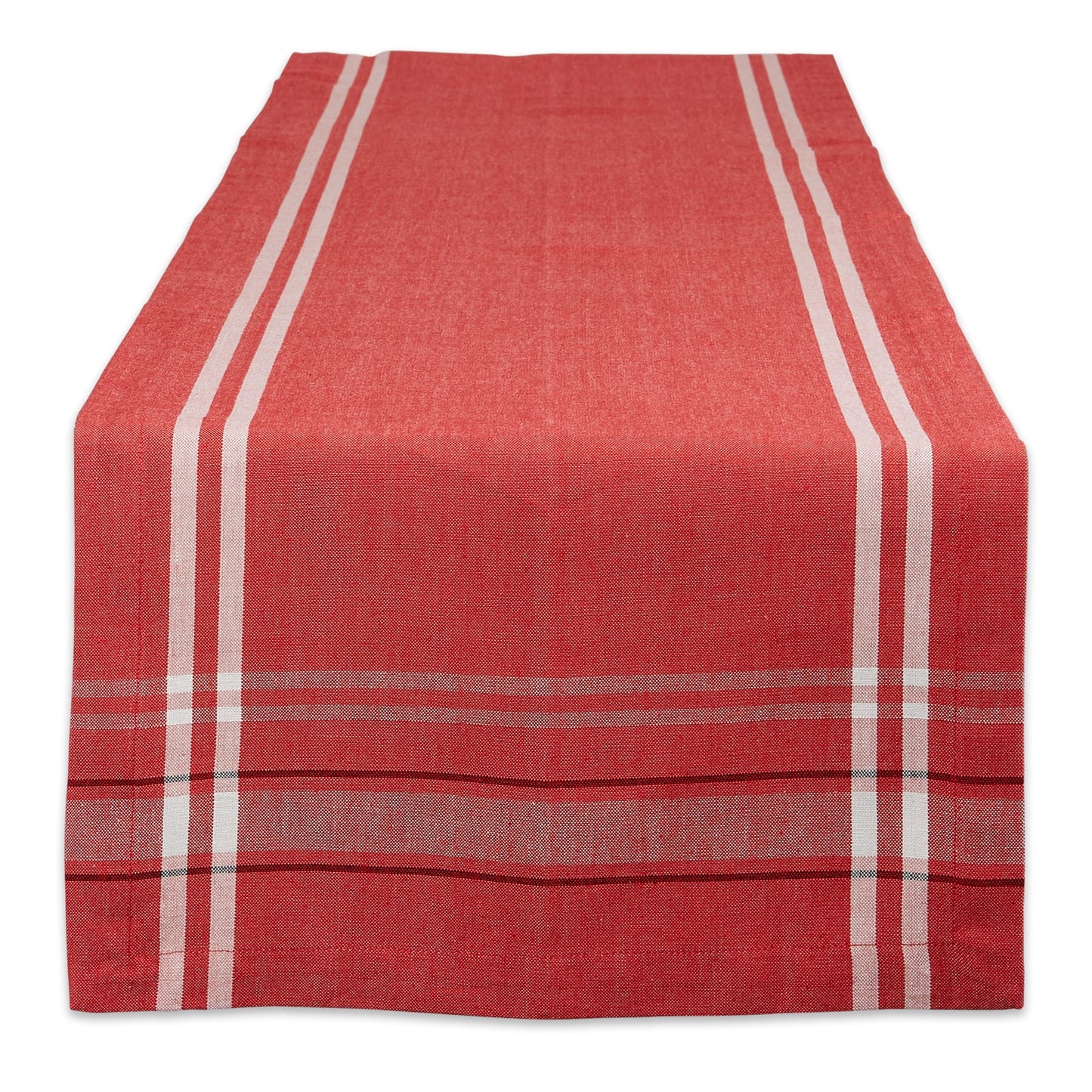 Tango Red Chambray French Stripe Table Runner 14X108