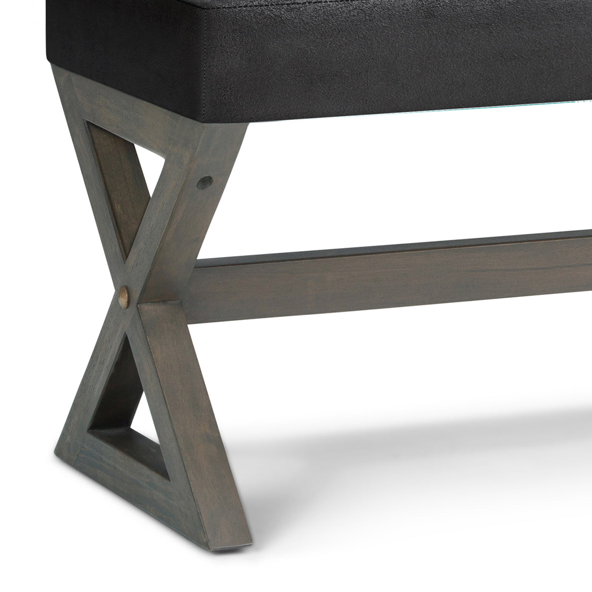 Bloom Upholstered Ottoman Bench with Vertical Stitching and X Design Trestle Base