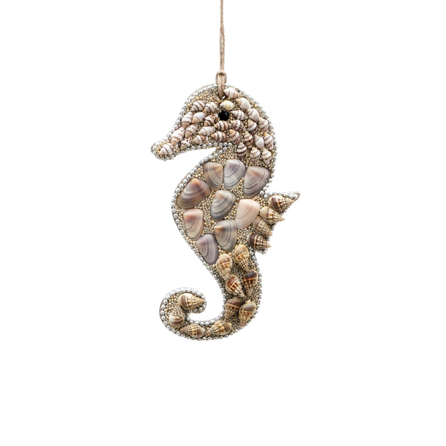 Shell & Glass Beaded Sea Horse Ornament, Set of 6