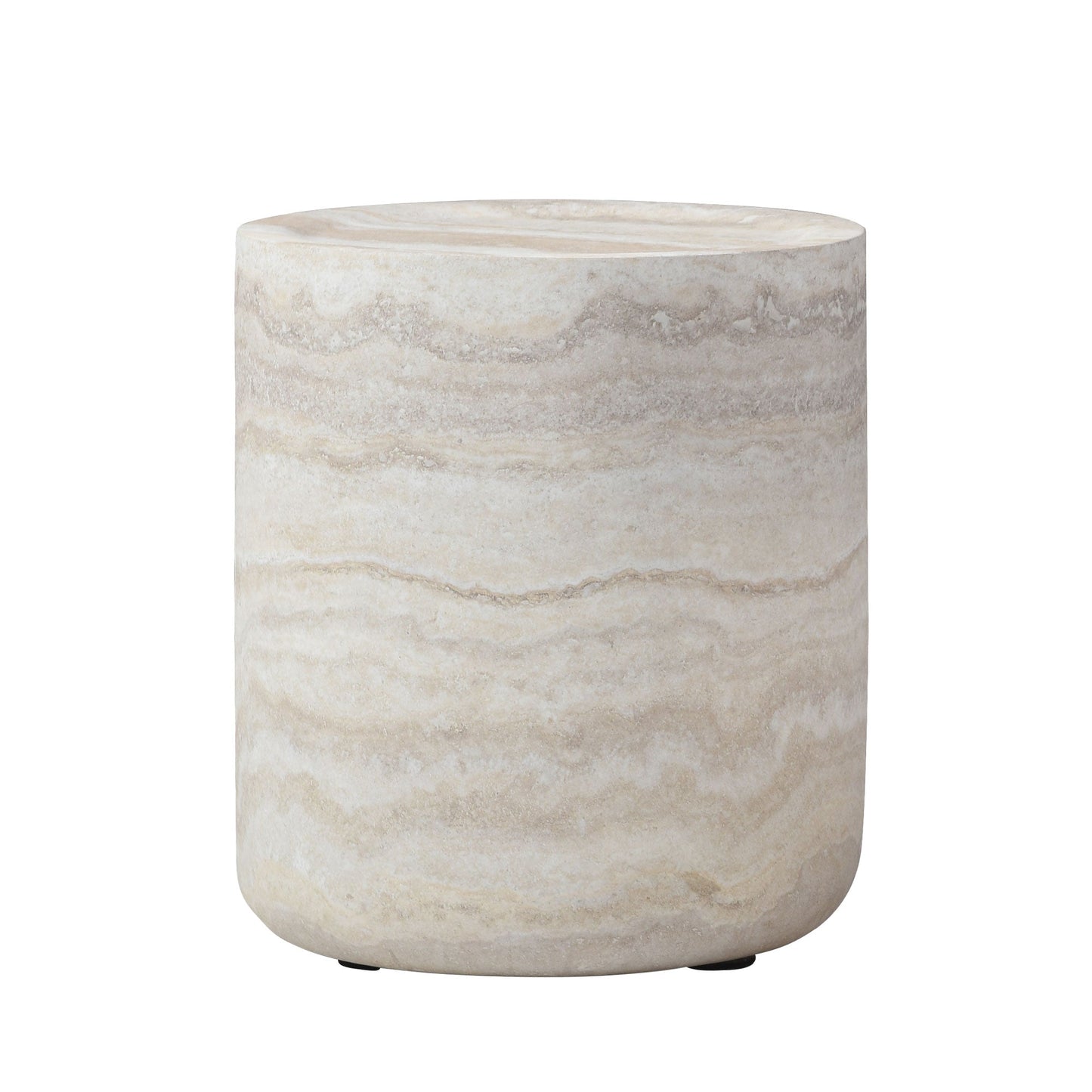 Willowed Faux Travertine Textured Circle Coffee Table