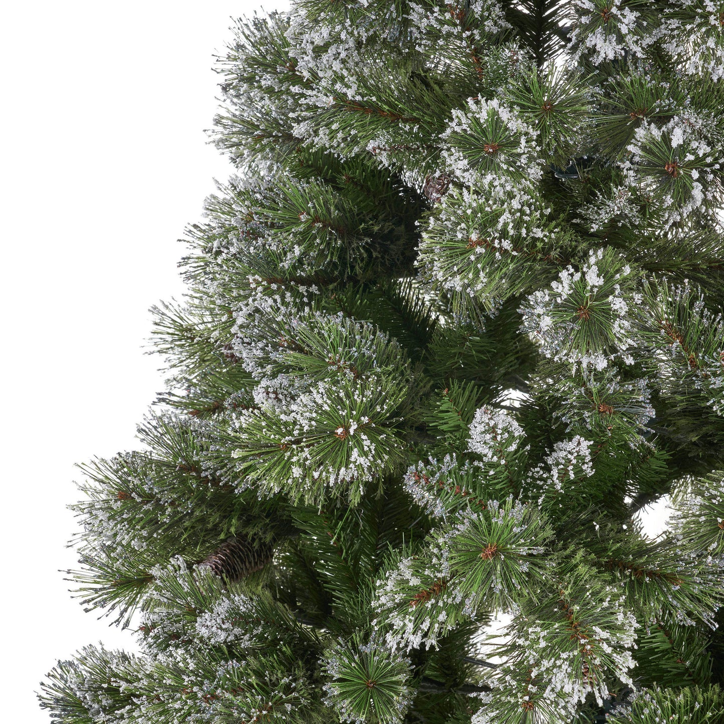Nuvia 7 ft Brilste Mixed Hinged Christmas Tree with Snow, Glitter, 78 Frosted Pine Cones, No Light
