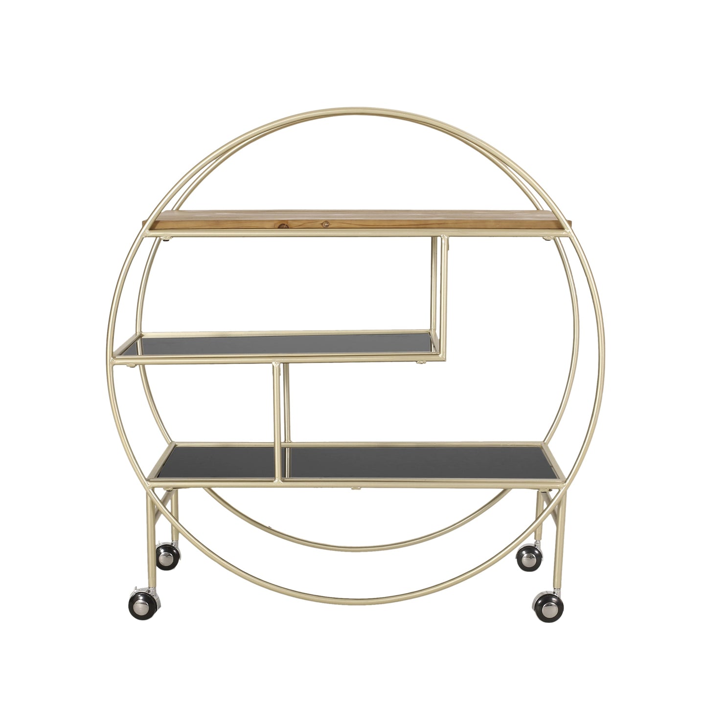 Round Shelf with Iron Frame and 3 Shelves