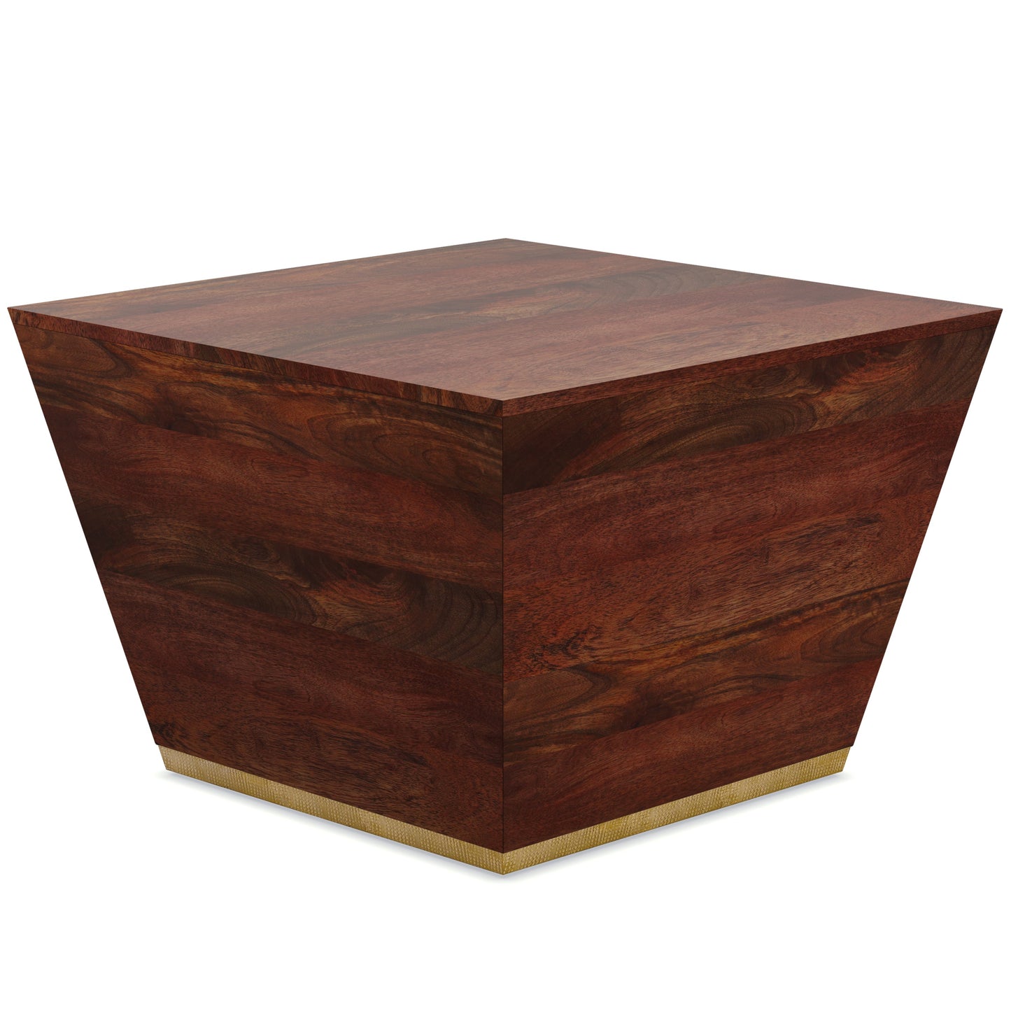 Ephemeral Square Coffee Table with Brass Accent Trim Base