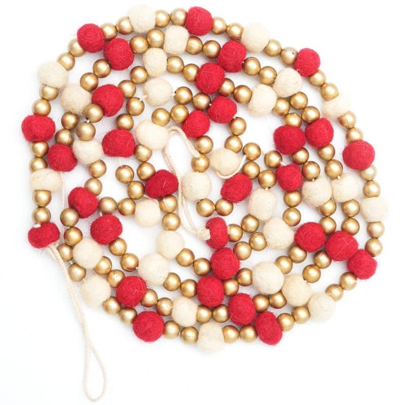 Pompom Garland Red / White