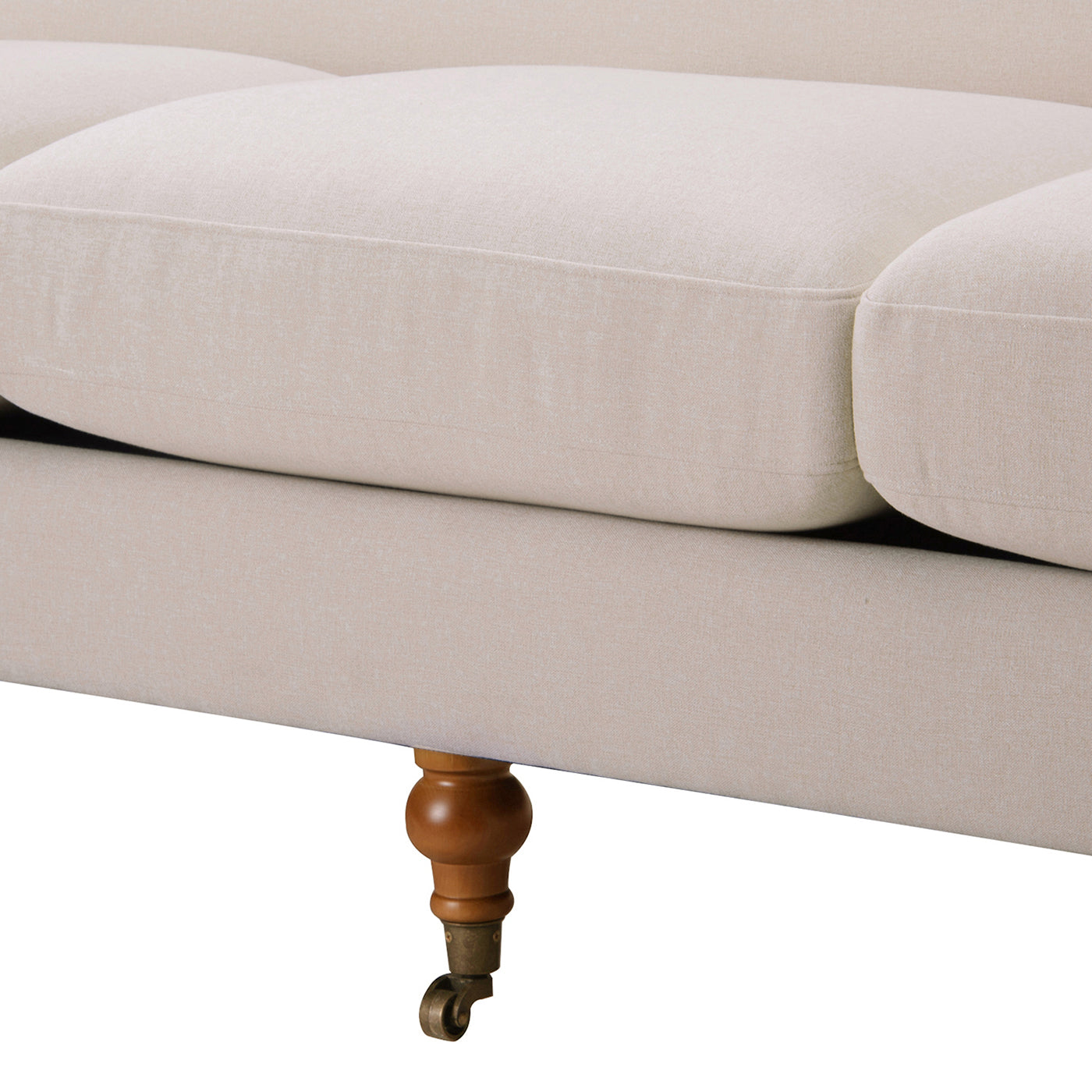 Creations Upholstered Sofa with Metal Casters and 3 Cushions Tightback