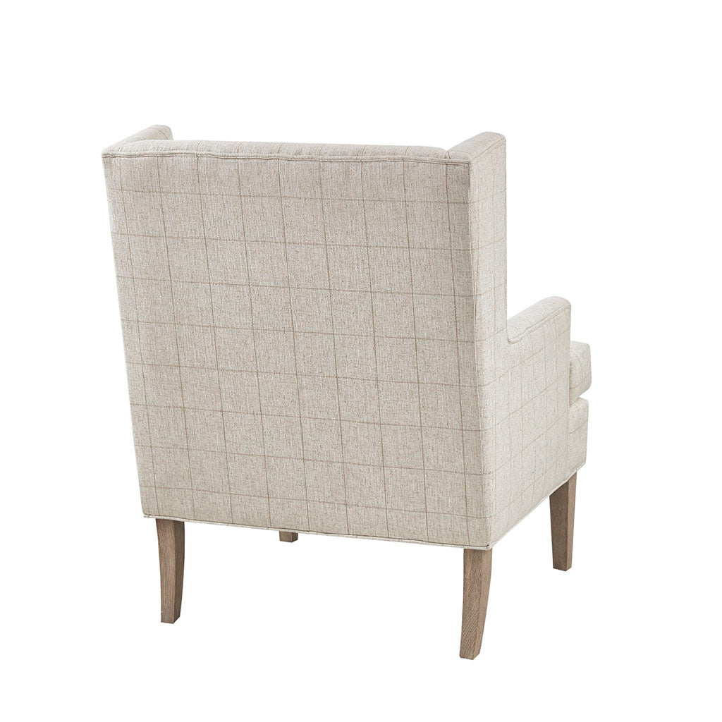 Upholstered Accent Chair with Wing Back and Recessed Arms