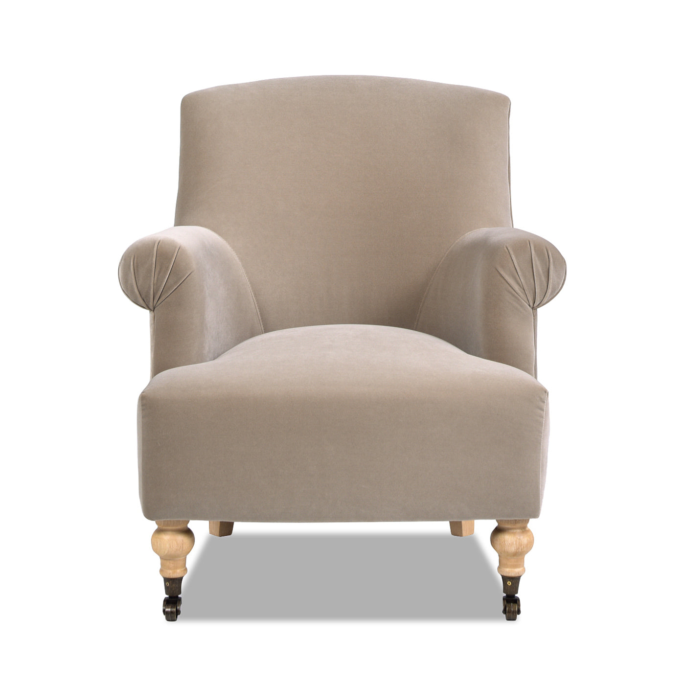 Boutique 30" Upholstered Accent Chair with Rolled Arms and Wood Turn Legs