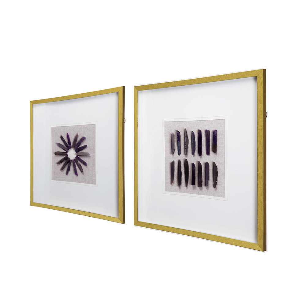 Grace Purple Agate Shadow Boxes Wall Art, Set of 2