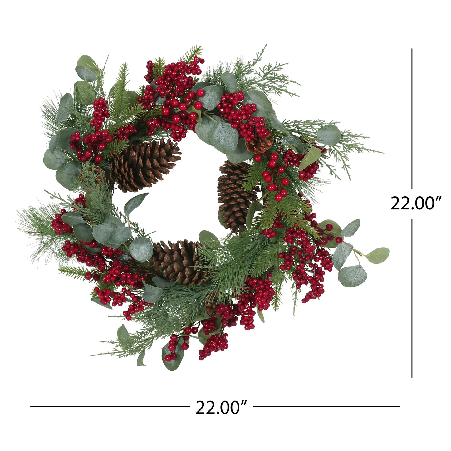 Feron 22-inch Berry/Eucalyptus/Pine Cone Wreath