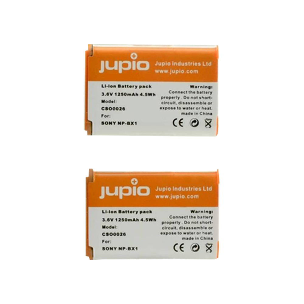 Jupio 2x Batteries 1250mAh & USB Double-Sided Charger Kit For Sony NP-BX1