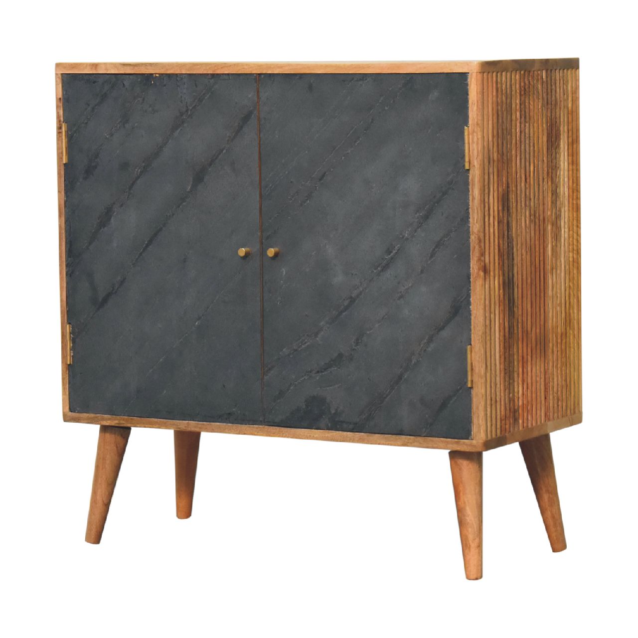 Solid Wood Cabinet with 2 Doors and Tapered Legs