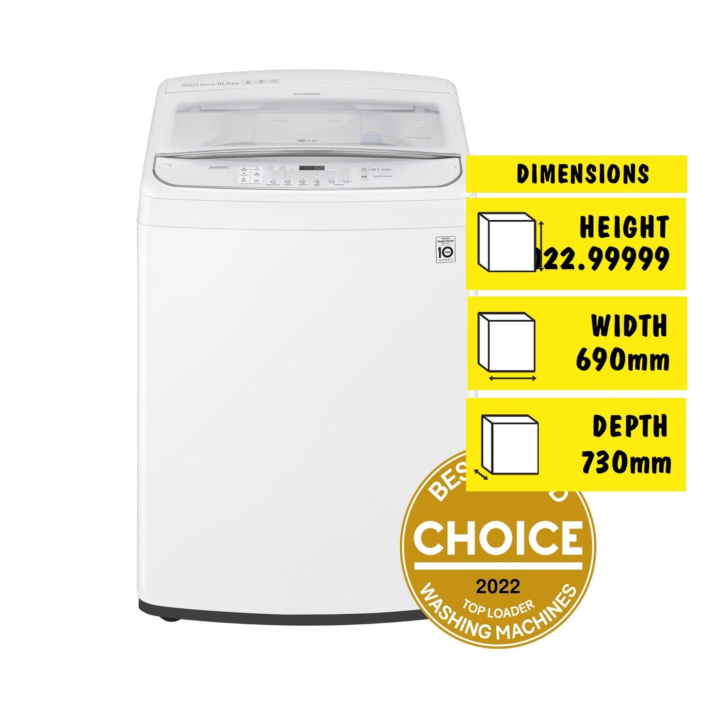 LG WTG-1034WF 10kg Direct Drive Top Load Washer (White)