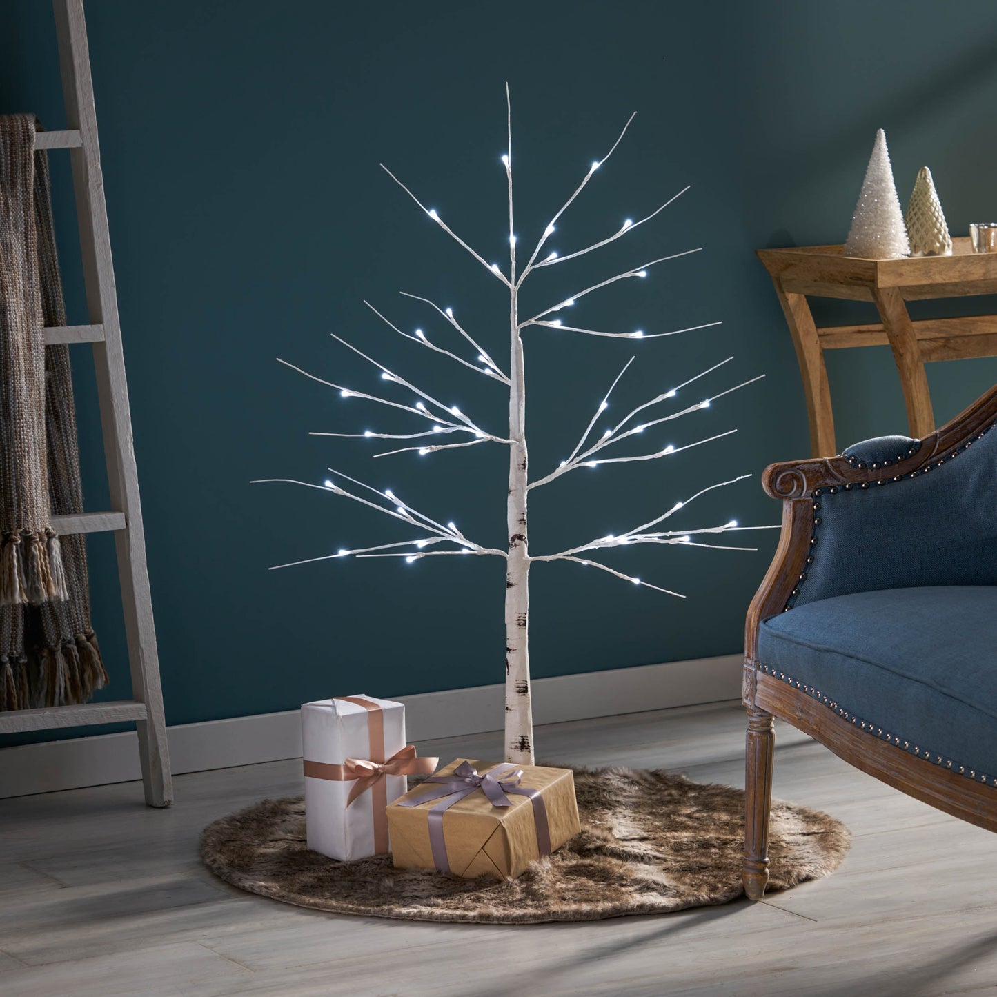 Clyne 4 ft Birch Tree with 48 LED Lights