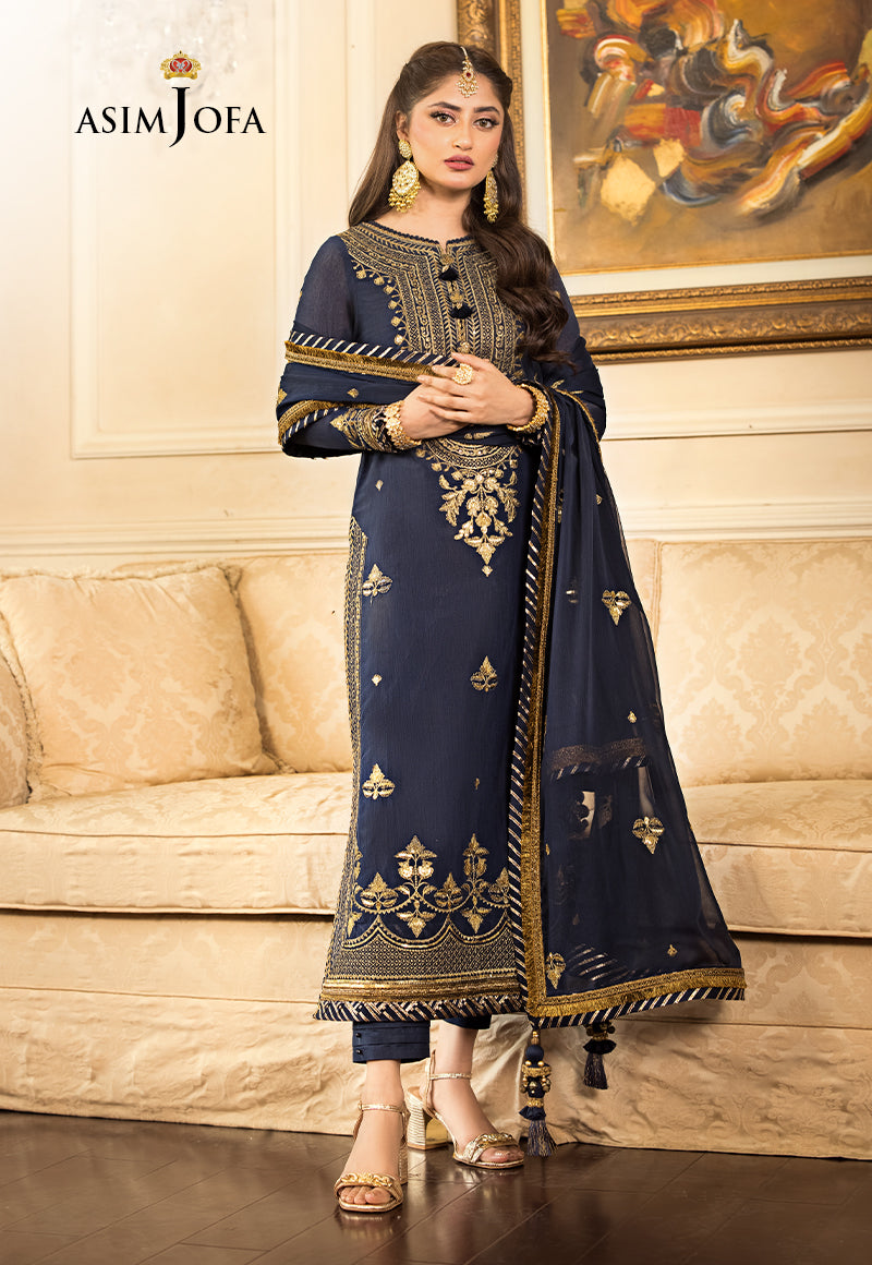 AJJM-05 EMBROIDERED PAPER COTTON , ORGANZA 3 PCS