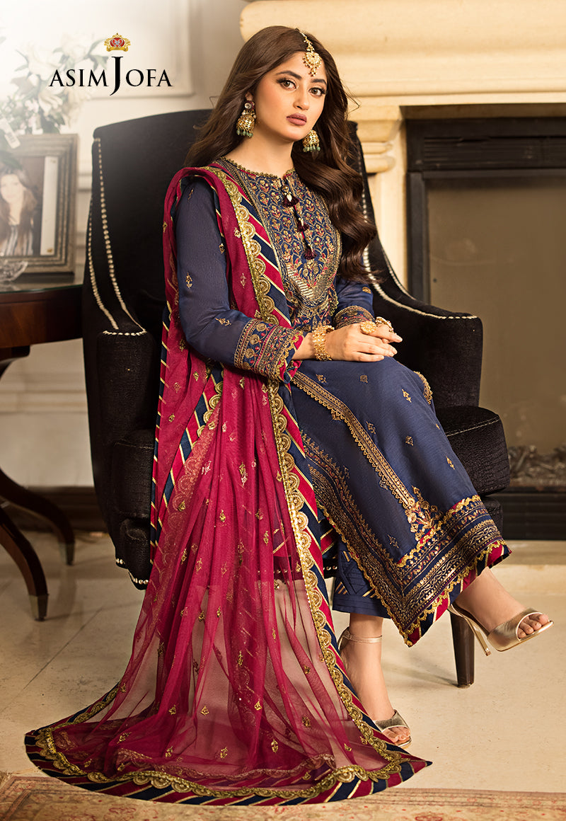 AJJM-17 EMBROIDERED PAPER COTTON , ORGANZA 3 PCS