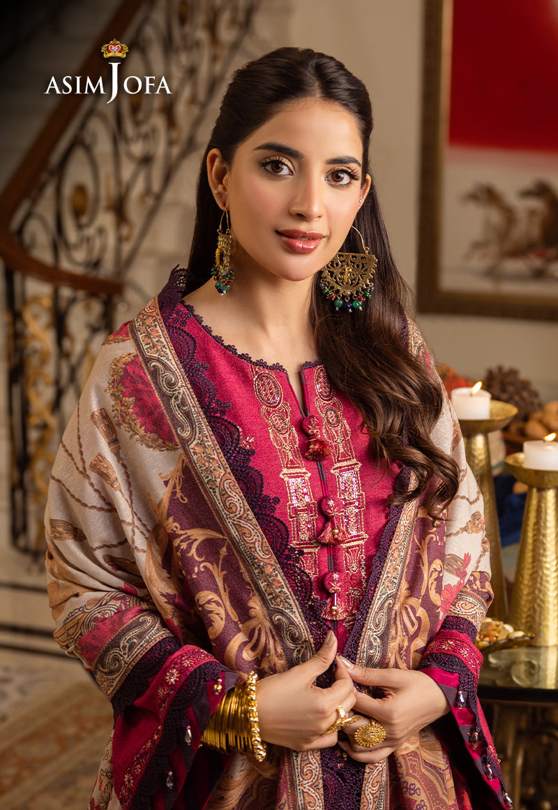 AJIWP-04 EMBROIDERED KARANDI 3 PCS STITCHED
