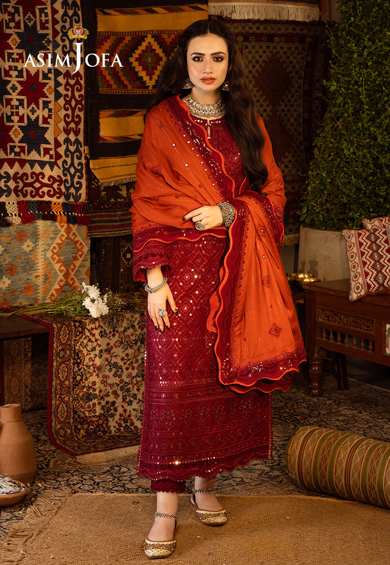 AJKTP-02 EMBROIDERED SELF TWILL 3 PCS STITCHED