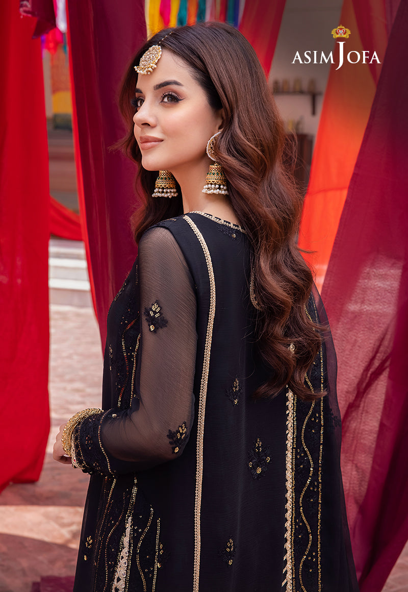 AJABP-18 EMBROIDERED CHIFFON 3 PCS STITCHED
